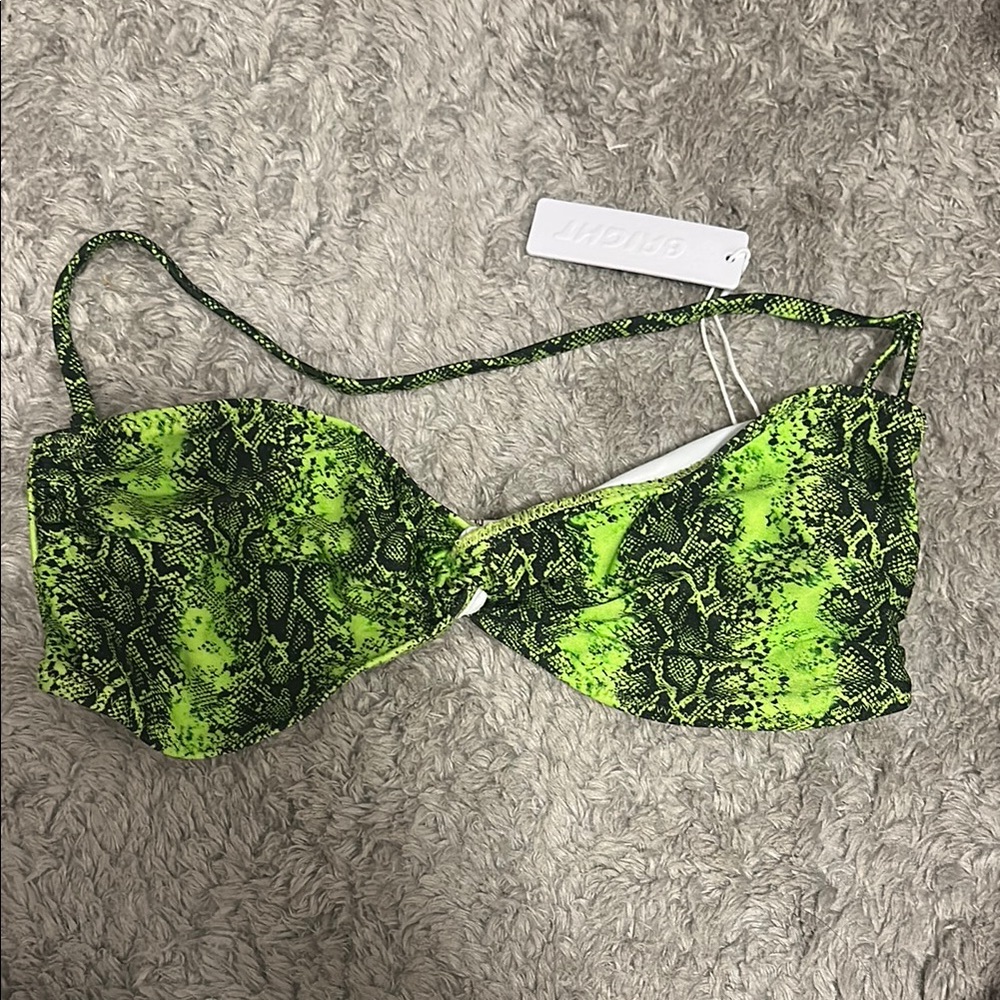 Green Snake Print Bikini Top